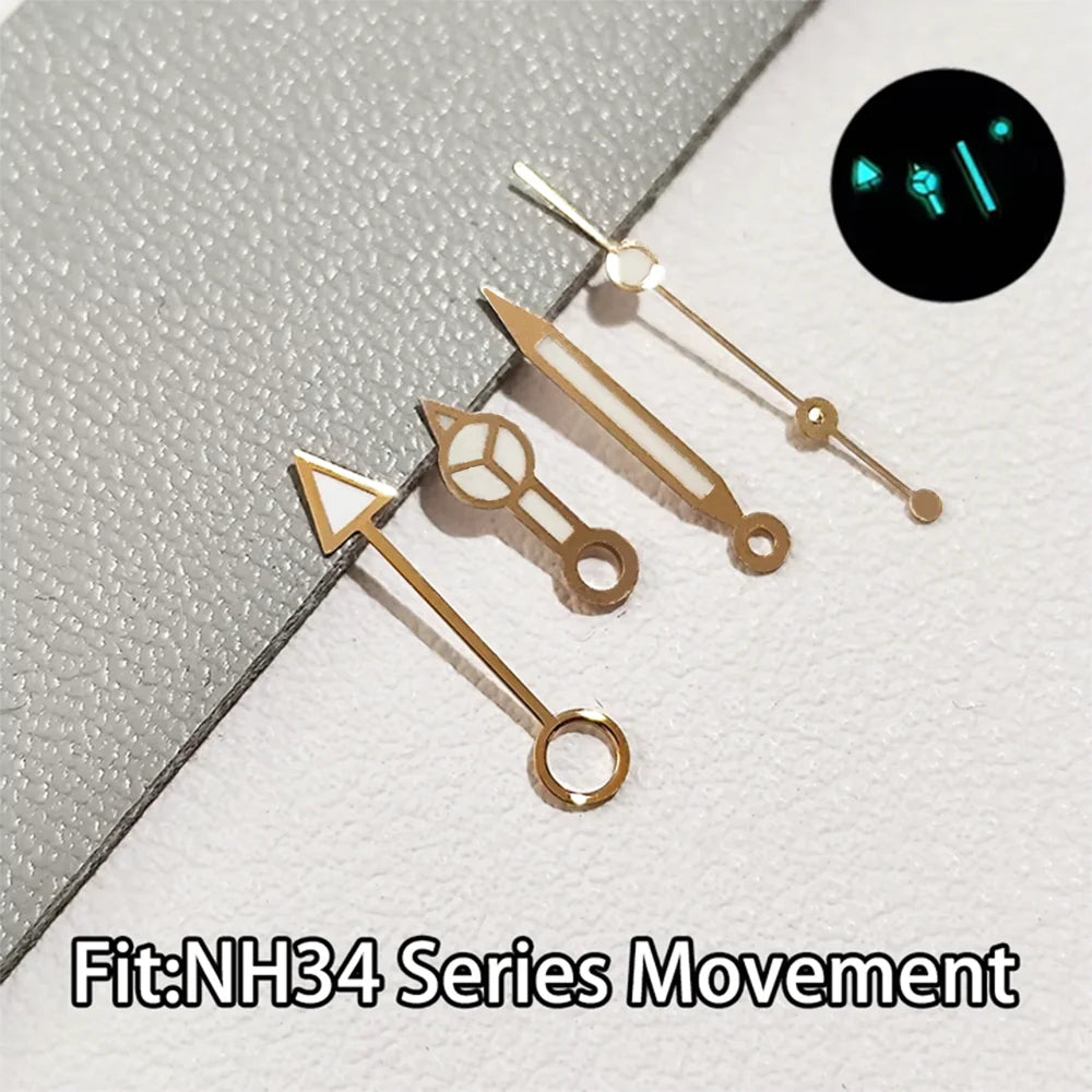For NH34 GMT Hands Watch Hand Parts Blue&green BGW9 Luminous Suitable For NH35 Automatic Movement Watches Pointer Accessories