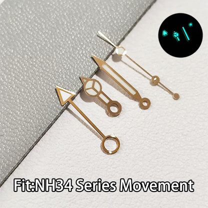 For NH34 GMT Hands Watch Hand Parts Blue&green BGW9 Luminous Suitable For NH35 Automatic Movement Watches Pointer Accessories