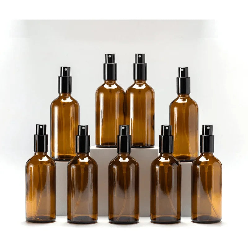 5ml-100ml Amber Glass Spray Bottle with Metal Nozzle Travel Refill Perfume Bottle Sprayer Atomizer Bottle Essential Oil