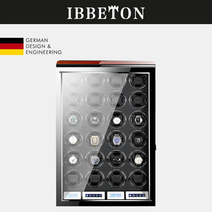 IBBETON High Quality Watch Winder for 2 4 6 9 Slot Automatic Watches with Mabuchi Motor LCD Touch Screen Wooden Watch Safe Box
