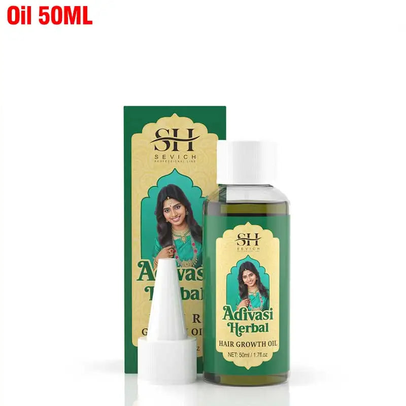 SEVICH Herbal Hair Growth Oil Set Ayurvedic Fast Hair Regrowth Thicken Serum India Adivasi Anti Hair Loss Hair Care Shampoo