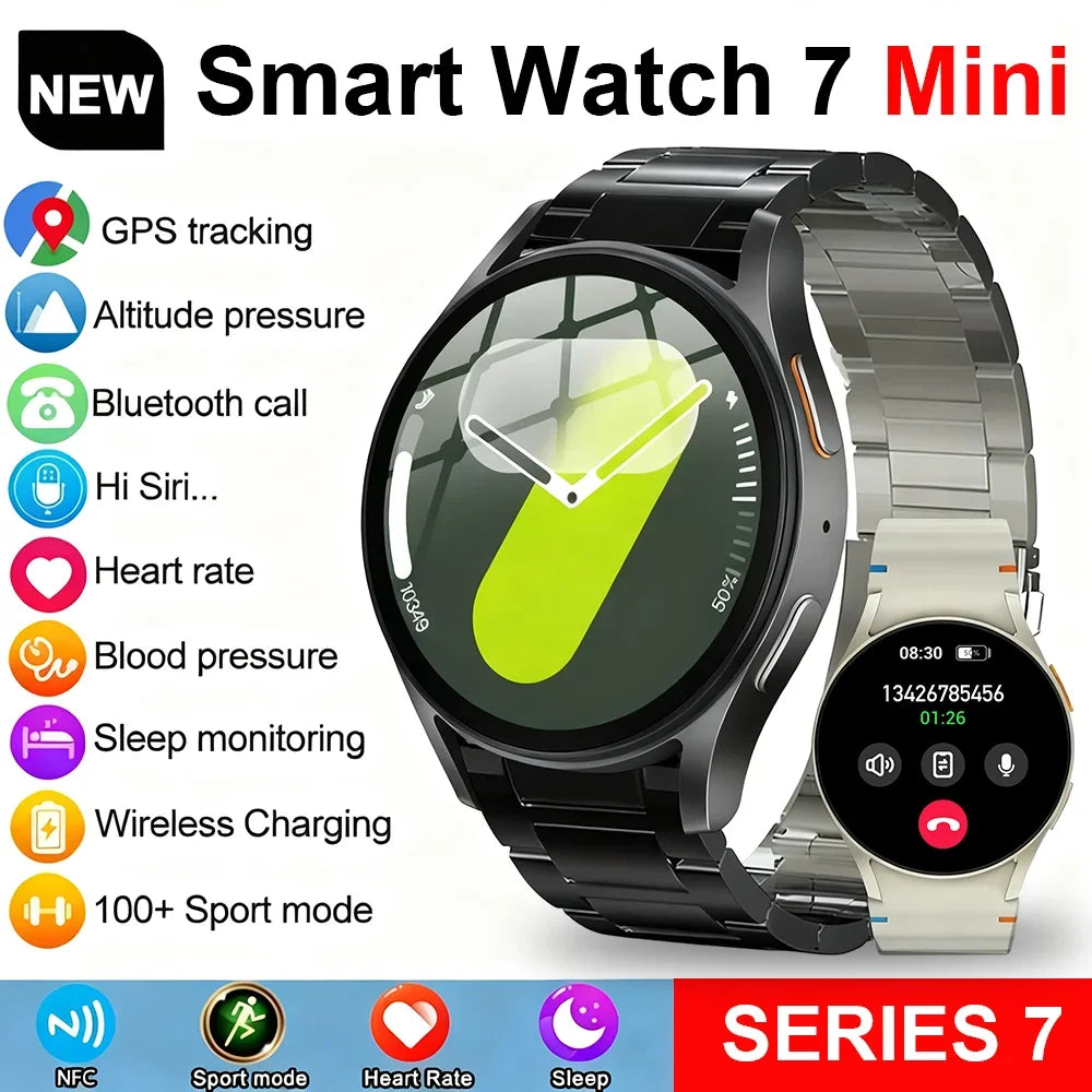 New Original Watch 7 Mini Smart Watch Men Women GPS Sports Track AMOLED HD Screen BT Call healthy motion Smartwatch For Android