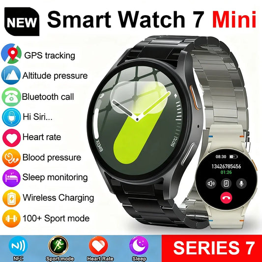 New Original Watch 7 Mini Smart Watch Men Women GPS Sports Track AMOLED HD Screen BT Call healthy motion Smartwatch For Android