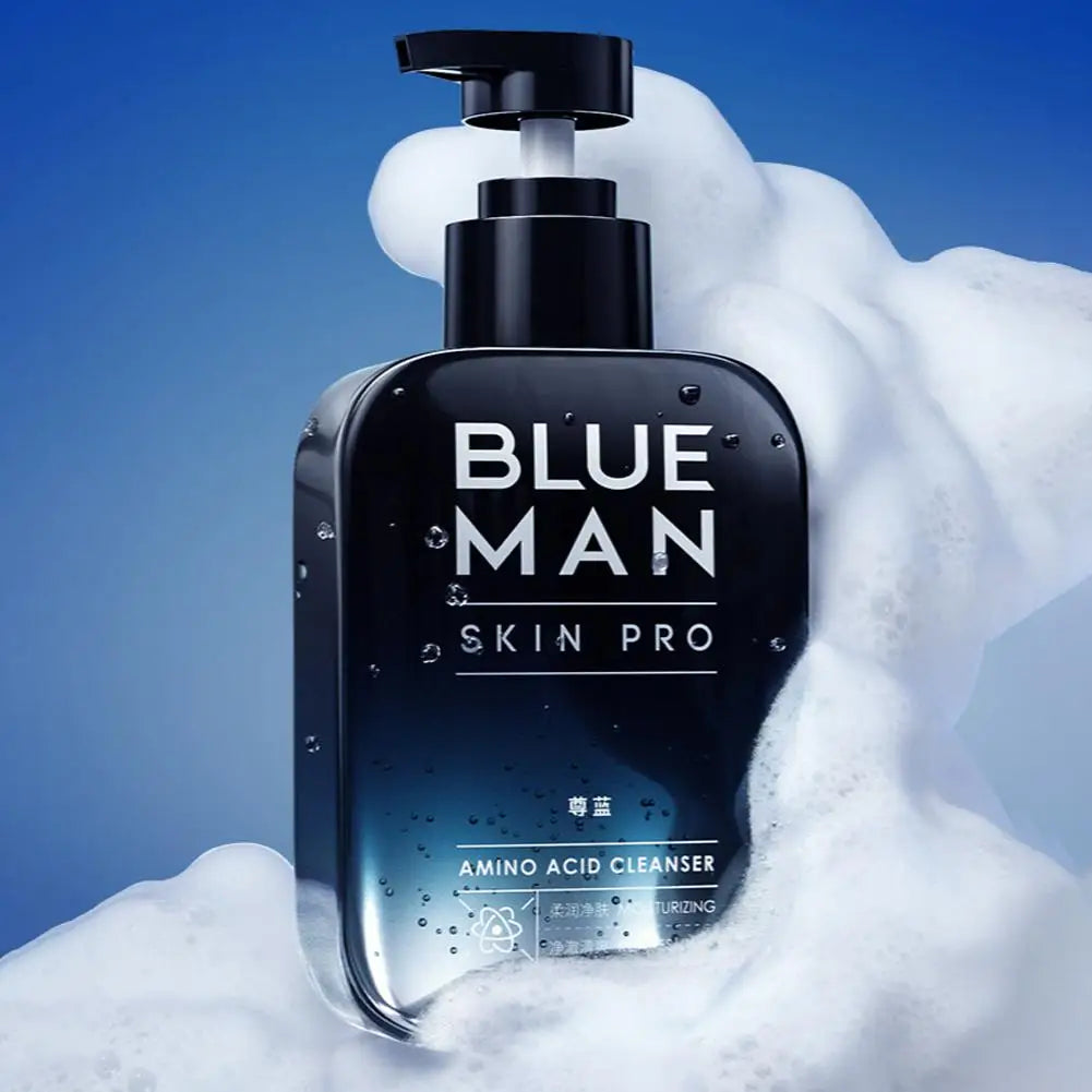 Blue Man Skin Pro Amino Acid Facial Cleanser Oil Control Blackhead Removal Pores Shrink Deep Cleansing Skin Care Men's Cleanser