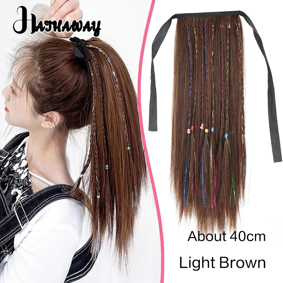 14 Inch Wavy Long Curly Hair Strap-type Pear Flower Curly Wig Ponytail Female Synthetic Fluffy Natural Shopping Commuting Wear