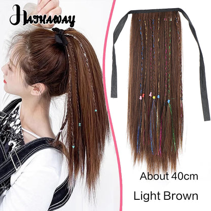 14 Inch Wavy Long Curly Hair Strap-type Pear Flower Curly Wig Ponytail Female Synthetic Fluffy Natural Shopping Commuting Wear