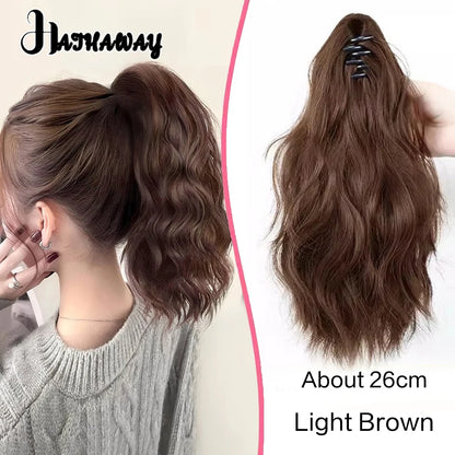 14 Inch Wavy Long Curly Hair Strap-type Pear Flower Curly Wig Ponytail Female Synthetic Fluffy Natural Shopping Commuting Wear