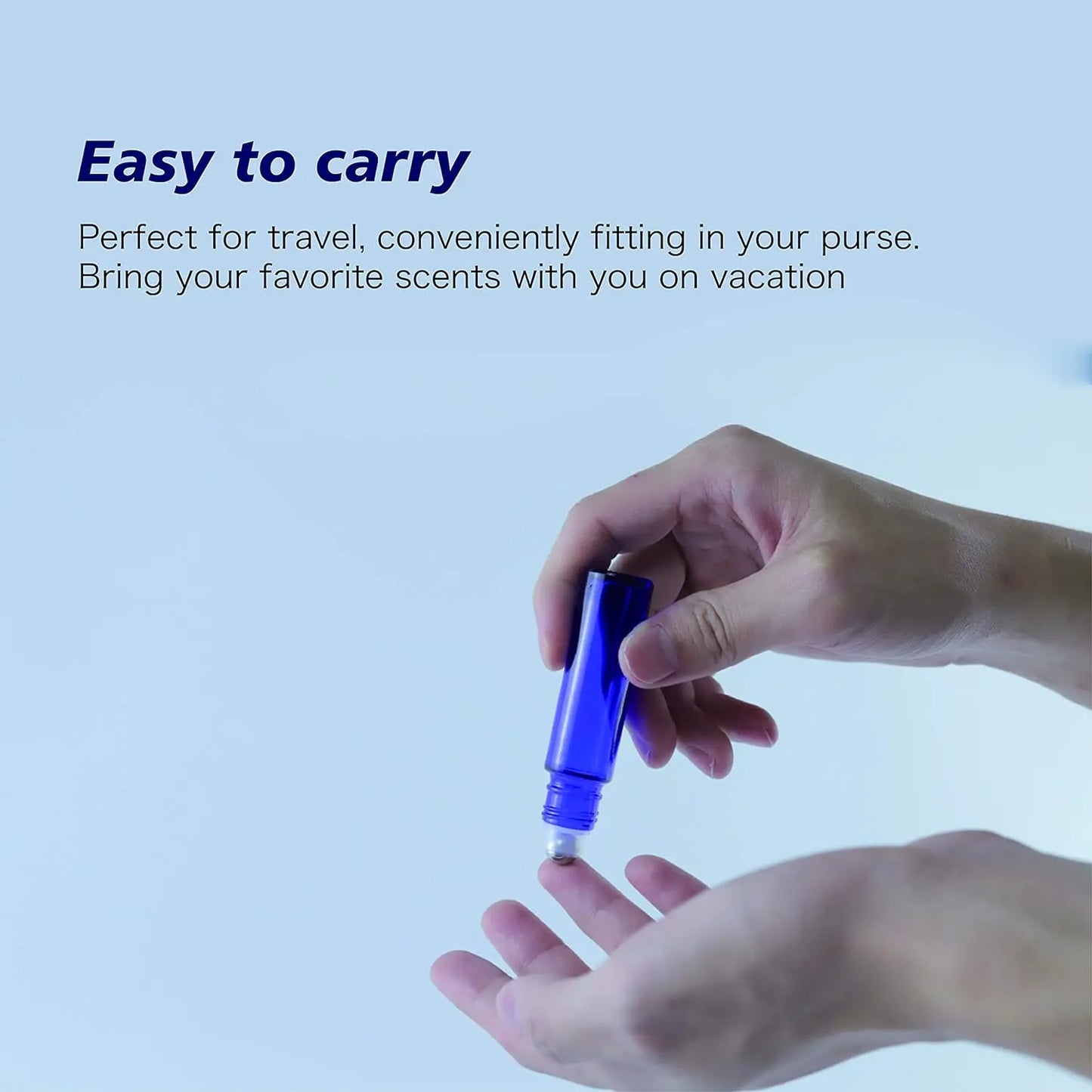 5PCS 10ML  Roller Ball Blue Bottles With Stainless Steel Roller Balls for Perfume Liquid and  Essential Oils Makeup Tools