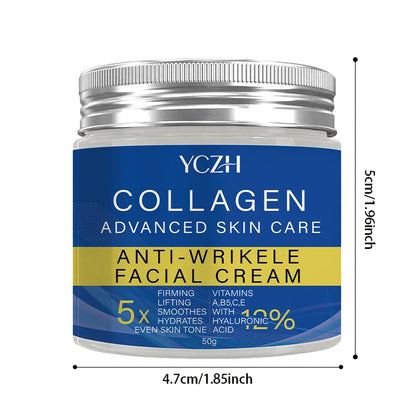 Retinol Collagen Moisturizing Cream - Contains Hyaluronic Acid - Caffeine - Vitamin C and E - Firming and Lifting Skincare - 5X Smoother - 5X Firmer - 12X Brighter Skin - Non-Greasy Formula - 50g