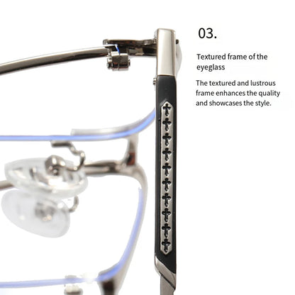 Classic Business Half Glasses Frame Men Women Ultralight Titanium Alloy Square Frame Anti Blue Light Optical Eyeglasses