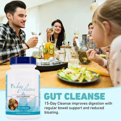 Gut and Colon Support 15-Day Cleanse and Detox to Reduces Abdominal Pain, Bloating, Constipation and Aid Gut Health