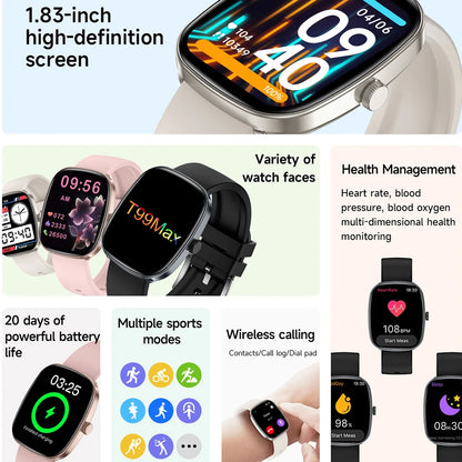 2025 Smart Watch Android Phone 1.83'' Inch Color Screen Bluetooth Call Blood Oxygen/Pressure Monitoring Smart Watch Women Men