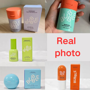 Bubble Skincare Advanced Balancing Face Cream Eye Cream Vitamin E Aloe Vera Gel Niacinamide to improve skin texture and radiance