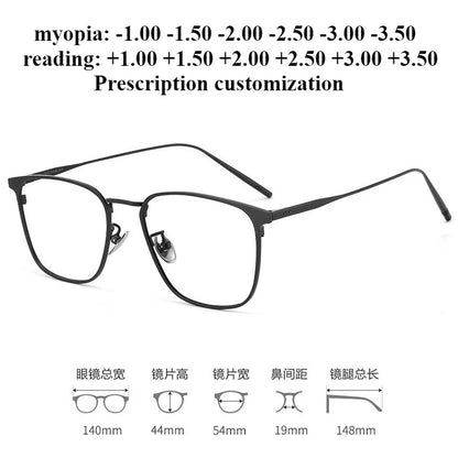 54-19 Ultra-light Rectangular Pure Titanium Glasses Frame Myopia Men Business Full Frame retro Anti-blue Light Reading Glasses