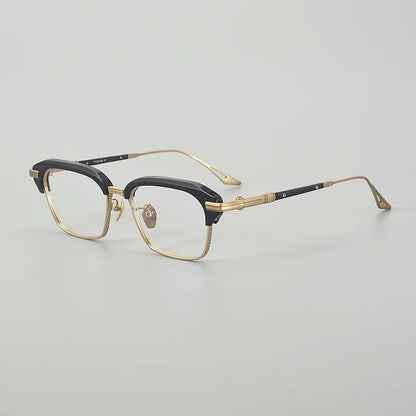 Vintage Craft Metal Black Square Eyeglasses Frame for Men 2025 Trendy Classical Top Quality Titanium Optical Glasses for Male