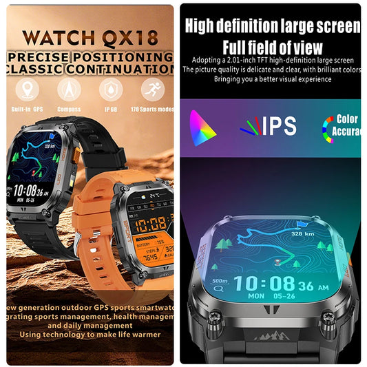 2025 New GPS Track Smart Watch Men IP68 Waterproof 2.01-inch HD Screen Compass 630mah Battery Bluetooth Call Outdoor Smart watch