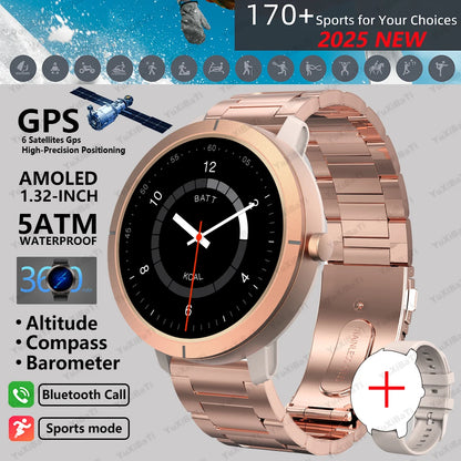 Smart Watch for Women GPS 6-Satellites 1.32” HD AMOLED Display Built-in GPS Bluetooth Call Sports 5ATM Waterproof Smartwatch Man