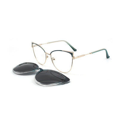 KANDREA Vintage 2 In 1 Clip On Glasses Frame Women Brand Design Polarized Sunglasses Optical Prescription Eyeglasses FNA017