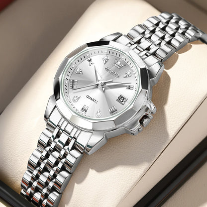 OLEVS Watch 9931X Ladies Perfume Watch Original Elegant Quartz Watch Waterproof Luminous Stainless Steel Date Set Watch Bracelet