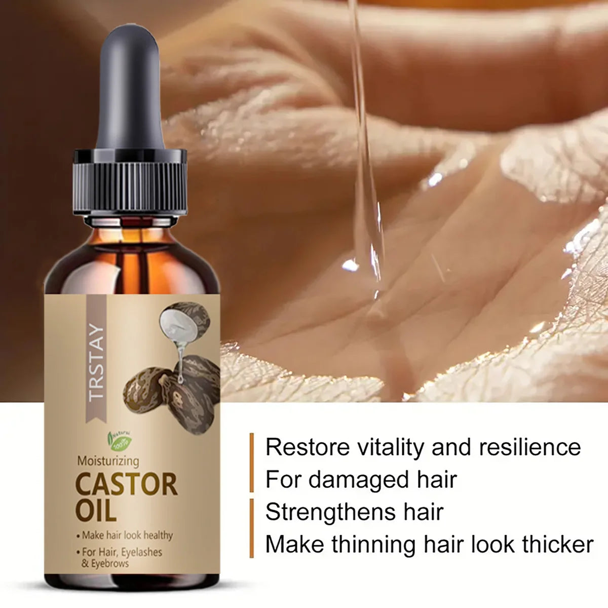 TRSTAY Moisturizing Castor Oil for Hair Eyelids Eyebrows Restores Vitality And Elasticity to Damaged Hair Beauty Health