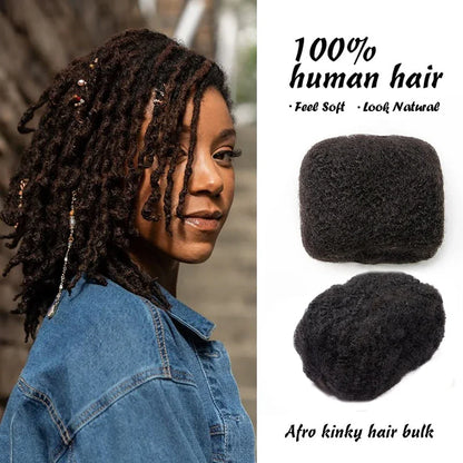 Afro Kinky Bulk Hair 100% Human Hair For Dreadlocks Twist Braid Hair Extension Natrual Black Color 30g 1pc 8-12 Inches