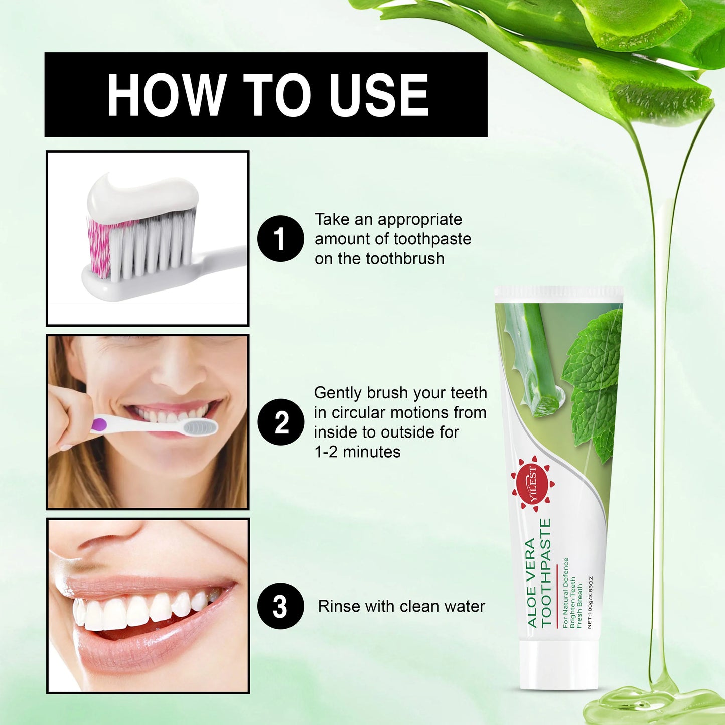 Aloe Vera Toothpaste Deep Cleaning Freshens The Mouth Removes Yellow Teeth Stain Bad Breath Teeth Care Product Natural Formulas