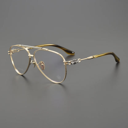 New Fashionable Large Frame Pilot Eyeglasses Frame Titanium Luxury Men's and Women's High Quality Optical Prescription Glasses