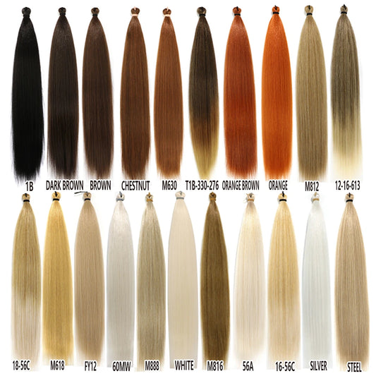 Braids Crochet 3Pcs 28Inches 300grams Synthetic Straight Bundles Orange Highlight Brown Braiding Hair Ombre Blond Gray White 60#