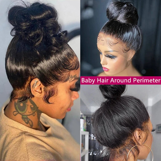 Wear And Go Glueless HD Transparent Wigs Human Hair Lace Frontal Brazilian Straight Ready To Wear 13X4 Lace Frontal Wig 32Inch