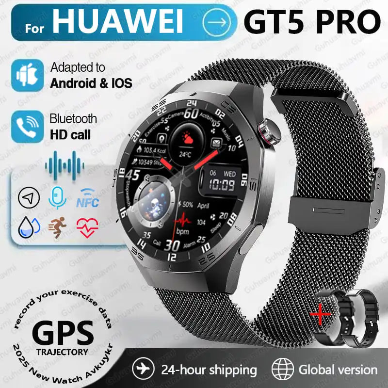 2025 For Huawei GT5 Pro Smartwatches Men HD AMOLED Screen GPS trajectory Health Monitor BT Call 1.52" Fitness Smartwatches IP68