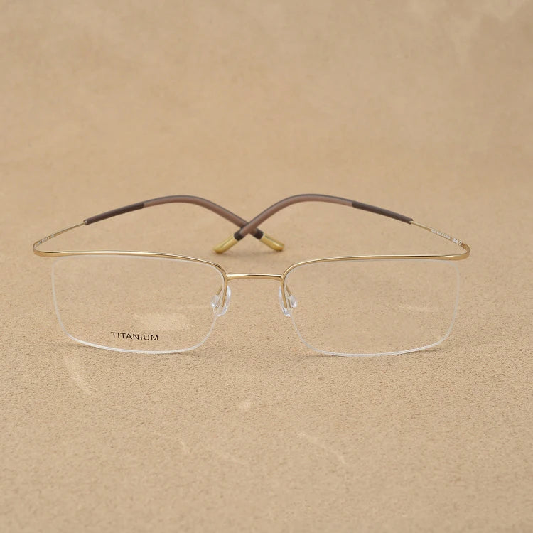 Titanium Eyewear Men's Eyebrow Semi-Frameless Ultralight 6g Glasses Frame Myopia Hyperopia Progressive Men Optical