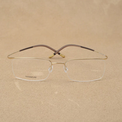 Titanium Eyewear Men's Eyebrow Semi-Frameless Ultralight 6g Glasses Frame Myopia Hyperopia Progressive Men Optical