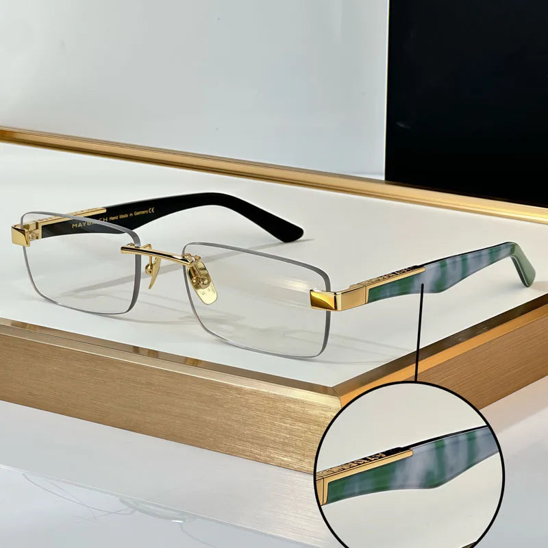 THE ARTIST III Designer Rimless Sunglasses Rectangle Men Alloy Acetate Germany Brand Trendy Classical High Quality Women UV400