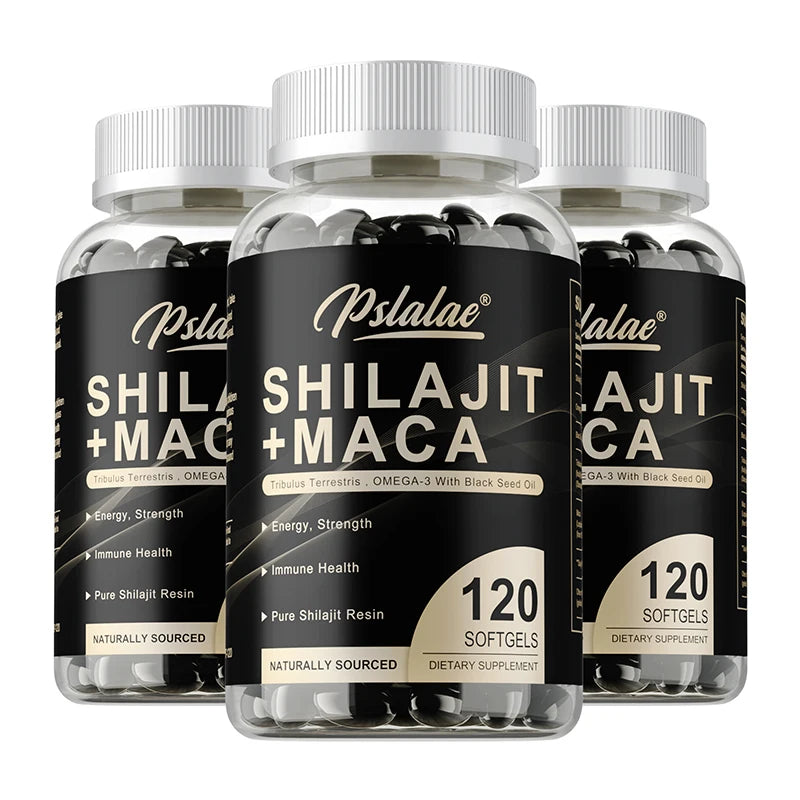 Shilajit + Maca Capsules - Contains Black Seed Oil To Support Immune and Kidney Health, Boost Metabolism and Increase Energy