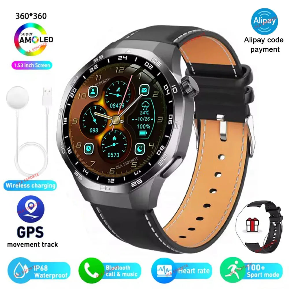 Smart Watch Men Watch 5 Pro AMOLED HD Screen Bluetooth Call GPS Trajectory NFC Heart Rate Monitor Compass SmartWatches 2025 New