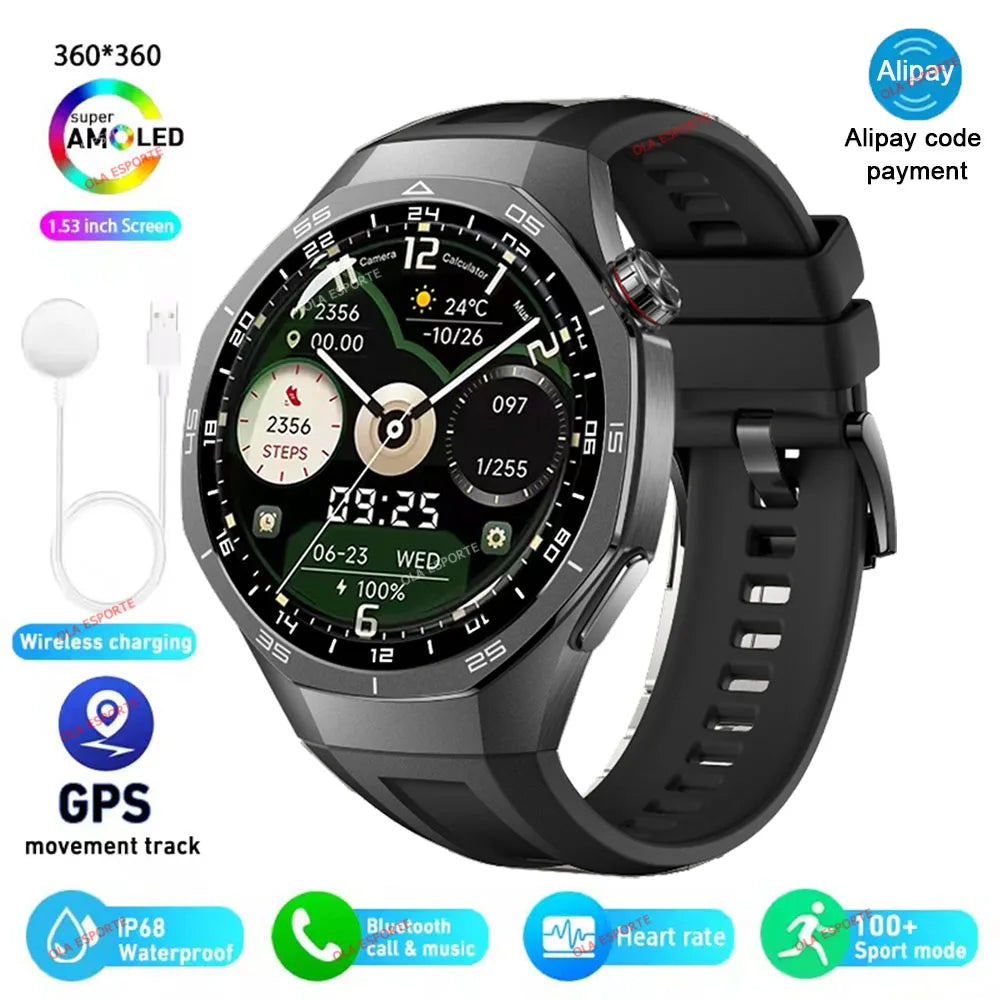 Smart Watch Men Watch 5 Pro AMOLED HD Screen Bluetooth Call GPS Trajectory NFC Heart Rate Monitor Compass SmartWatches 2025 New