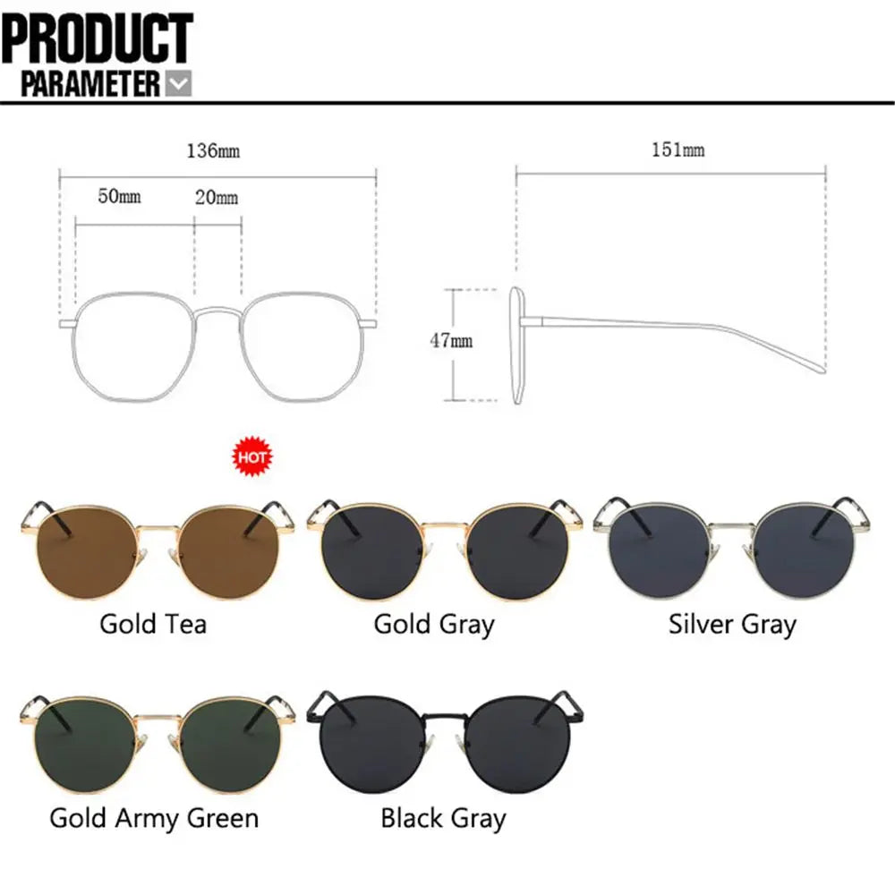Hip Hop Metal Frame Fishing Women's Eyewear Women Men Sunglasses Round Sun Glasses Shades
