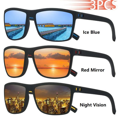 3 PCS Fashion Vintage Check Pattern Sunglasses Men Women Fishing Driving Man Luxury Brand Designer Sun Glasses UV400 Eyewear