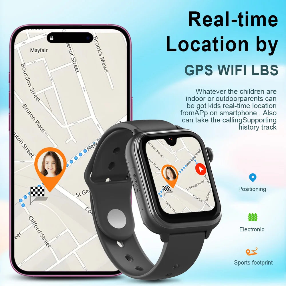 Wonlex KT37 4G Kids Smart Watch 1.78' AMOLED Screen AI Voice Assistant GPS WiFiL Location Tracker Video Call SmartWatch Children