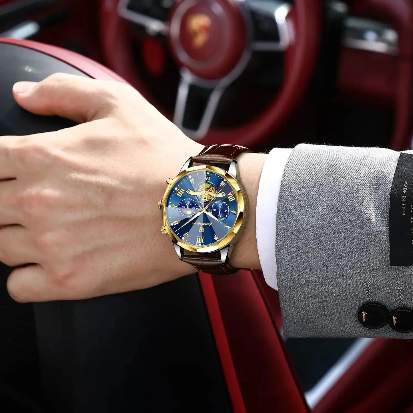 POEDAGAR Military Luxury Men Wristwatch Quartz Waterproof Luminous Chronograph Leather Man Watch Sports Men's Watches Male Reloj