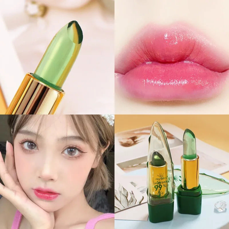 Aloe Vera Lipstick Batom Natural Temperature Change Color Jelly Lip stick Long Lasting Moistourizing Nutritious Lip Balm Makeup