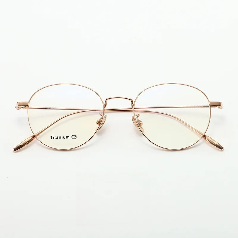 MOMOJA Round Retro Glasses Fashion Ultra Light Pure Titanium Spectacle  Frame New Men's and Women's Prescription Glasses TI0032