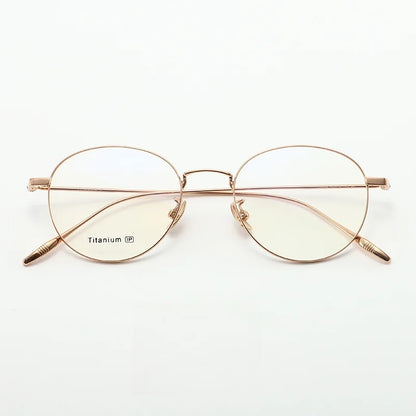 MOMOJA Round Retro Glasses Fashion Ultra Light Pure Titanium Spectacle  Frame New Men's and Women's Prescription Glasses TI0032