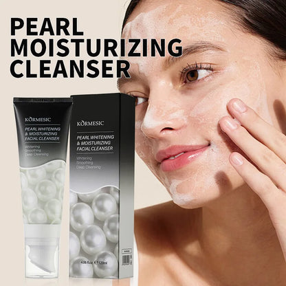 120ml KORMESIC Pearl Whitening Facial Cleanser Anti Wrinkle Exfoliating Moisturizing Cleansing Face Wash Cream Foam Skin Care
