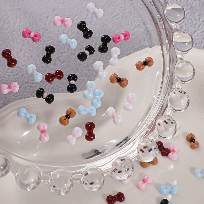 50PCS 3D Nail Art Bow Charms Supplies Kawaii Accessories Resin Parts For Manicure Decor Nails Decoration Design Material Tool