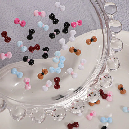 50PCS 3D Nail Art Bow Charms Supplies Kawaii Accessories Resin Parts For Manicure Decor Nails Decoration Design Material Tool