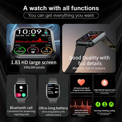 LIGE Smart Watch Men  Monitoring Sports Fitness Waterproof  Watch Man Woman Body Temperature Monitor SmartWatch 2024 New+Box