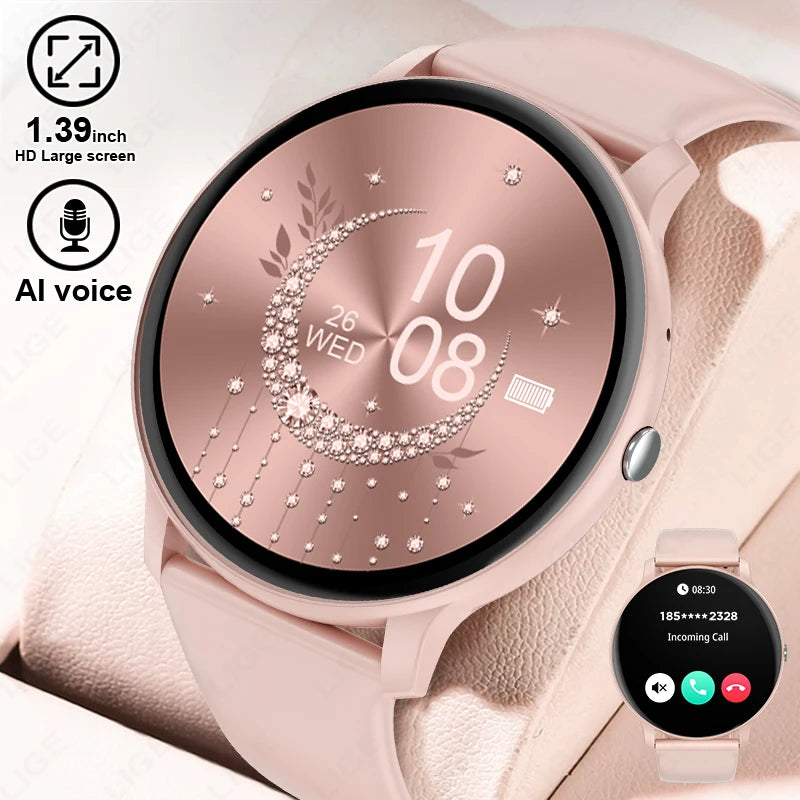 LIGE 2025 Bluetooth Call Smart Watch Women Custom Dial Watches Men Sports Fitness Tracker Heart Rate Smartwatch For Android iOS