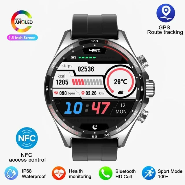 2024 New Outdoor Sports GPS Smart Watch Men Bluetooth Call Smartwatch Health Monitoring Compass IP68 Waterproof Watches Men