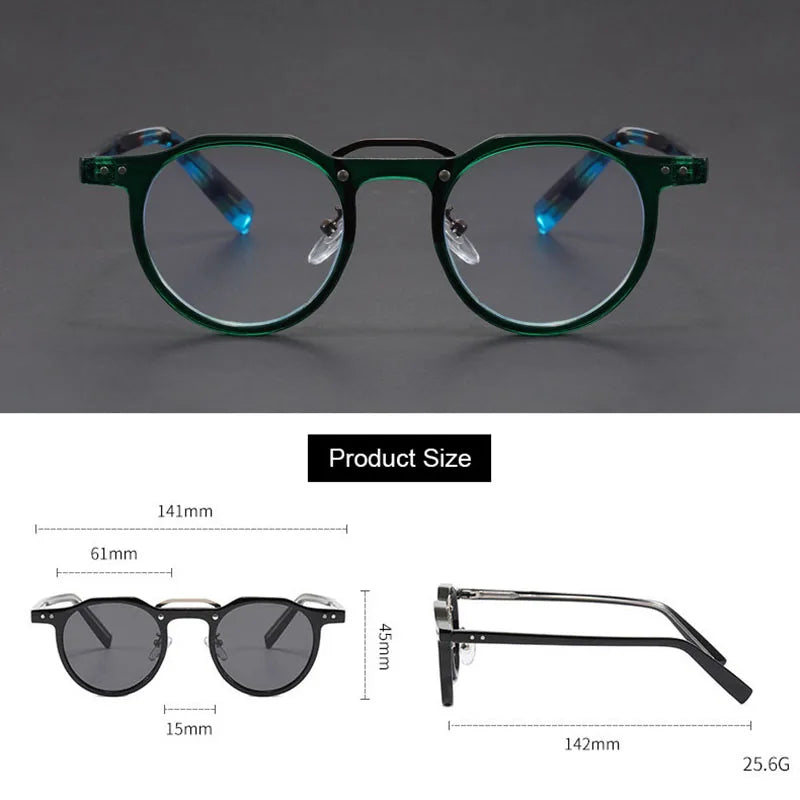 Imitation Acetate Round Glasses Frame Retro Japanese Myopia Optical Eyeglasses frame for Men Women Sturdy Metal inset Eyewear